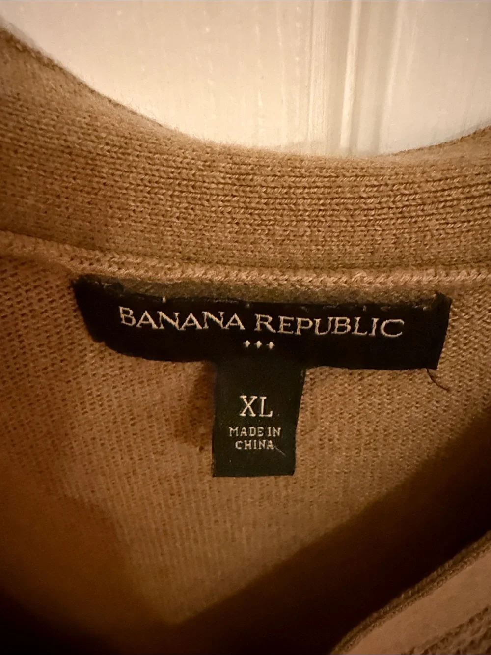 Banana Republic Men's Tan Button-Up Waffle Knit Cardigan